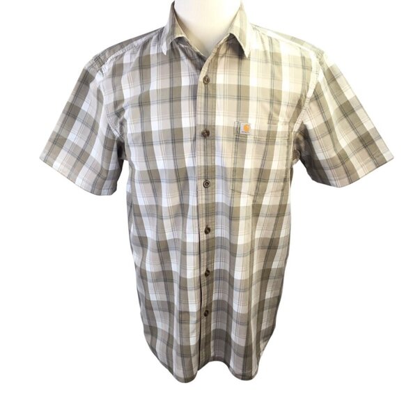 Carhartt Relaxed Fit Lot of 2 Plaid Short Sleeve Shirt Sz L Button Front Pocket - Picture 3 of 15